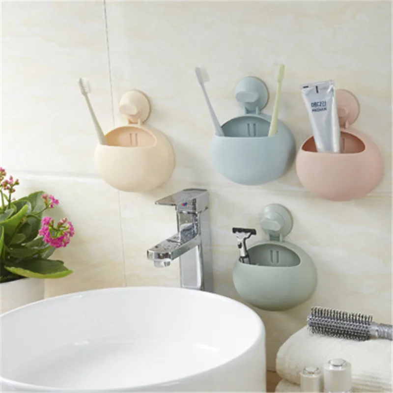 NEW plain color spherical sucker toothbrush rack Permanent long-term seamless strong suction cup wash small object | Дом и сад