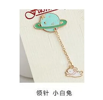 Высокое качество маленький белый кролик счастливая кошка омлет Гора Fuji планета облако Молния Брошь на