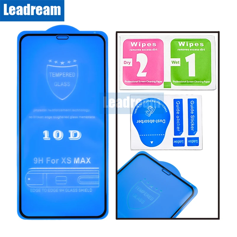 Leadream 1500 шт 10D Защитное стекло для экрана iPhone 11 Pro MAX X XR Xs Max 10D закаленное стекло для iPhone 6 6S 7 8 Plus