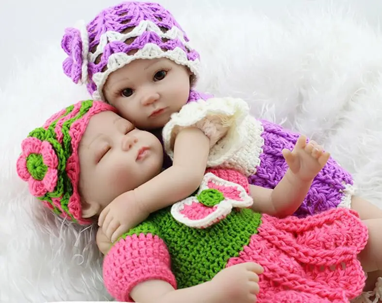 

NPKDOLL kawaii twins 18 inch silicone reborn babies dolls for girls toys for kids 45 CM handmade complete doll toy free shipping