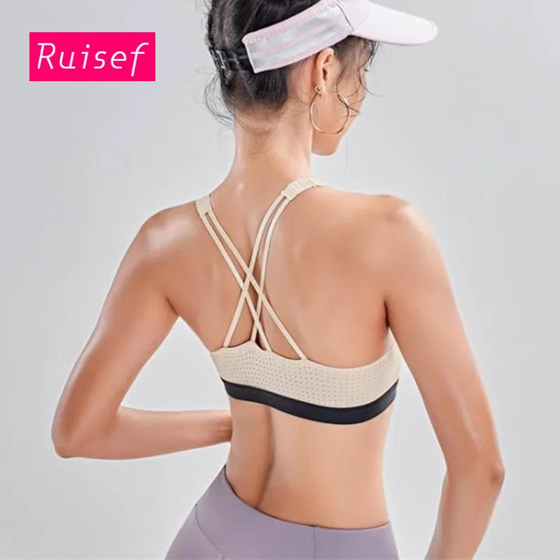 Ruisef2019 бесшовный спортивный бюстгальтер Топ для фитнеса женский укороченный топ