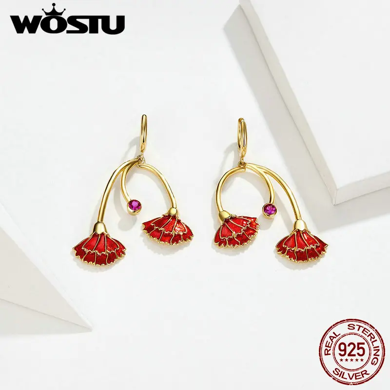 WOSTU Новое поступление большие нежные красивые красные гвоздики серьги для женщин