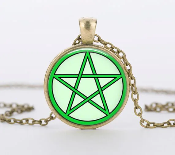 Модный фиолетовый пентаграмма Wicca колдовство Япония кулон ожерелье ювелирные изделия скрытый Шарм ожерелья - Окраска металла: bronze