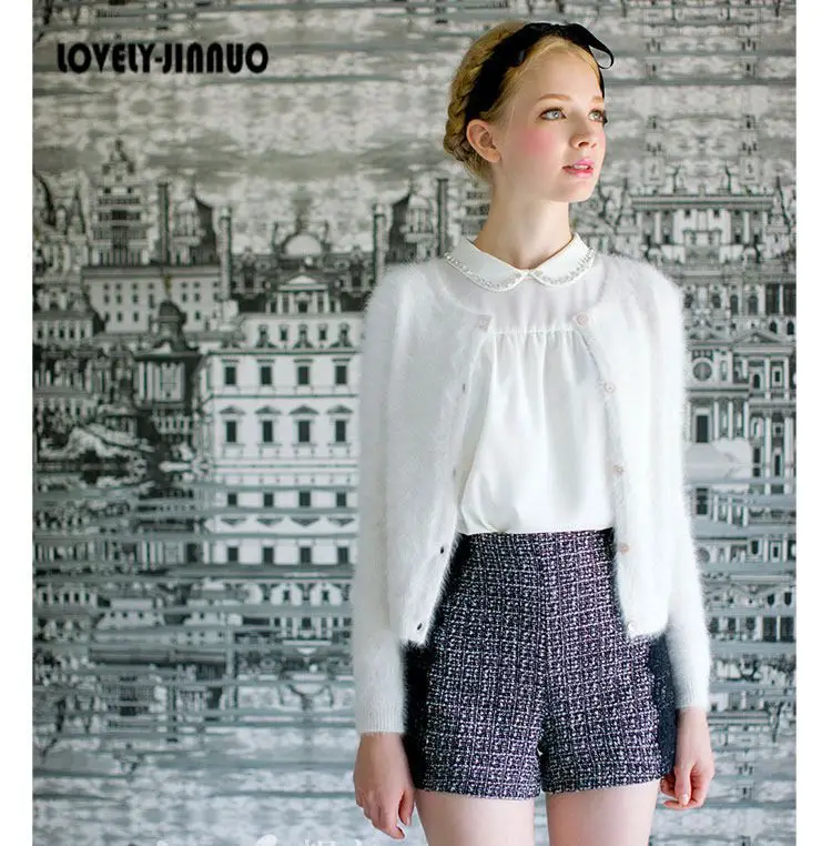 Женский кашемировый кардиган вязаный свитер из натурального меха норки