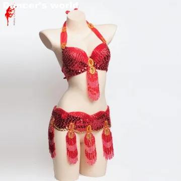 

Nightclub Bra Suit Sexy Beads Rings Belly Dance Bra Set For Women Belly Dance Performace Bra Set Girls Belly Dance Clothes SML