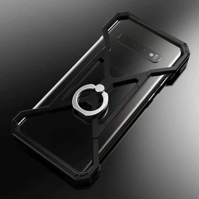 Роскошные противоударный Алюминий металла кольцо Броня чехол для samsung Galaxy S10 S9 плюс примечание 9 8 Алюминиевый бампер-чехол металлический чехол-бампер