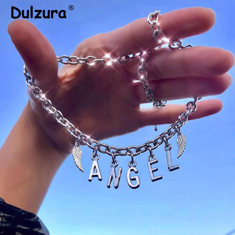 Модные ожерелья Ins с надписью папы ангела Женский чокер из нержавеющей стали в