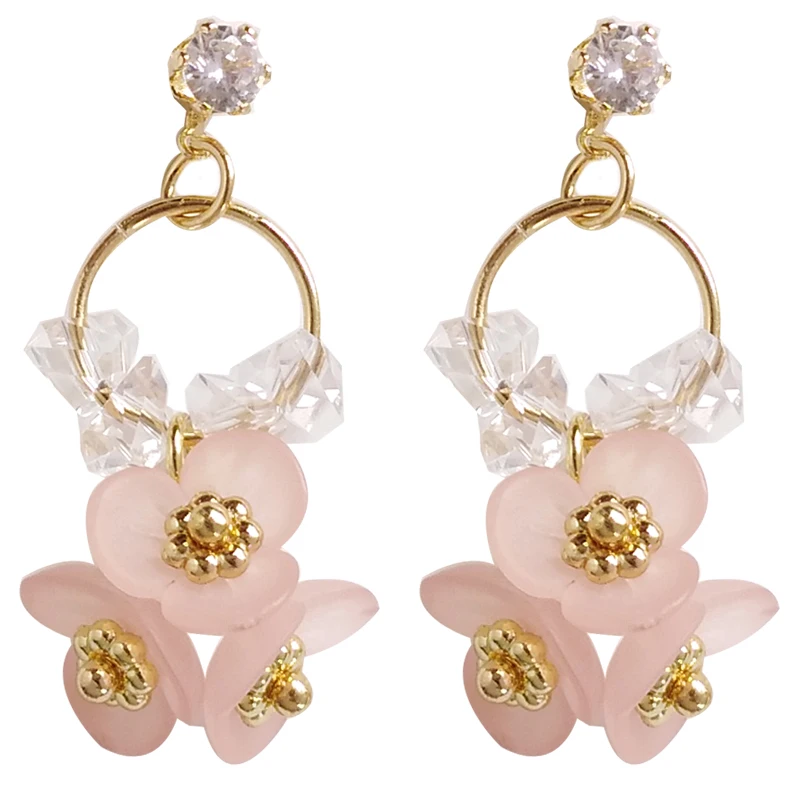 Милые висячие серьги EM061 в Корейском стиле для женщин простые форме цветка с