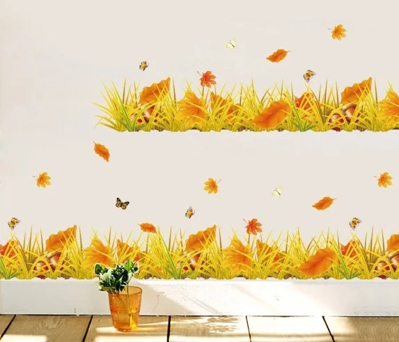 Осенние опавшие листья желудь гайки наклейки на плинтус и стены спальня кухня