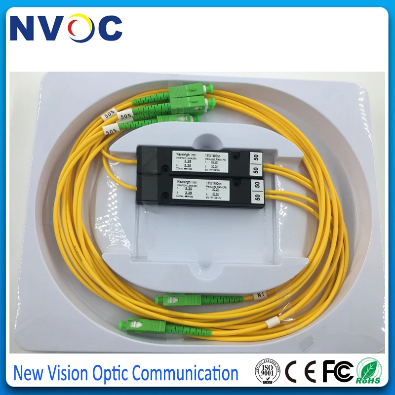 8 шт./лот 10/90 1X2 FBT волоконная муфта SM двойное окно 1310/1550 2 0 мм 1 м ABS: 90*20*10 SC/APC 1*2
