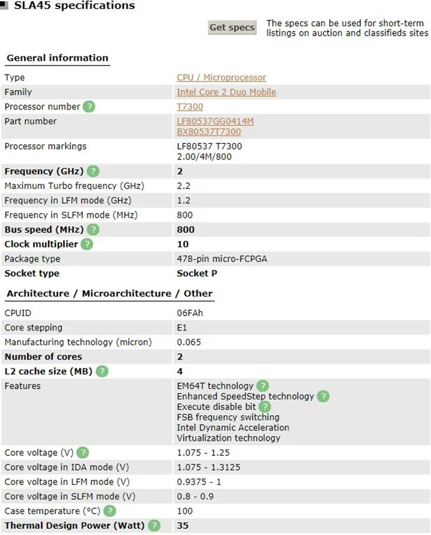 Lntel Core Duo T7300 cpu 4 M/2,0 GHz/800 M FSB Scoket 478 двухъядерный процессор для ноутбука Рабочая
