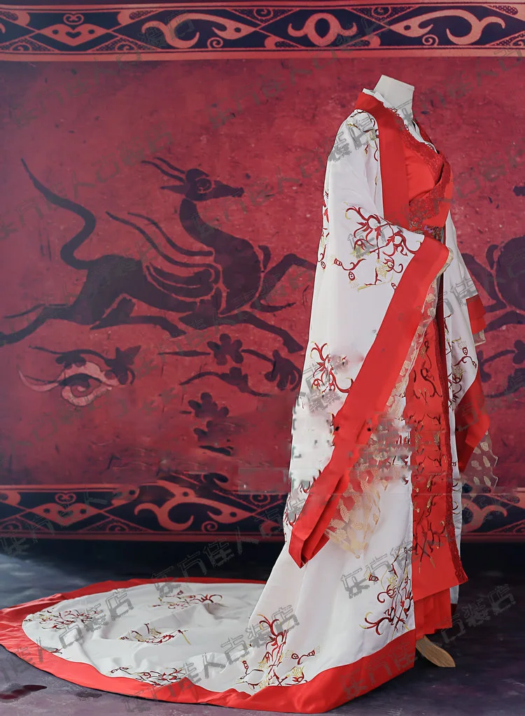 Новый дизайн 2014 яркий женский костюм с длинным хвостом Hanfu великие стреристы