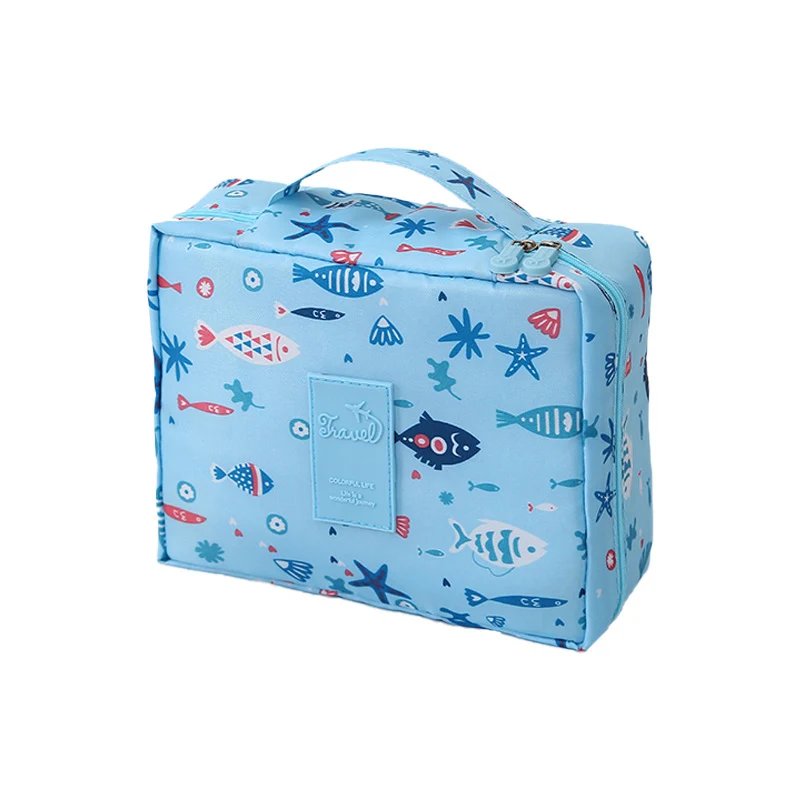 Blue fish Женская косметичка, для улицы, для девушек, косметичка, моющаяся, для туалетных принадлежностей, органайзер для макияжа, сумка для хранения, сумка для дорожного набора, много карманов, женская сумка - Цвет: Blue fish