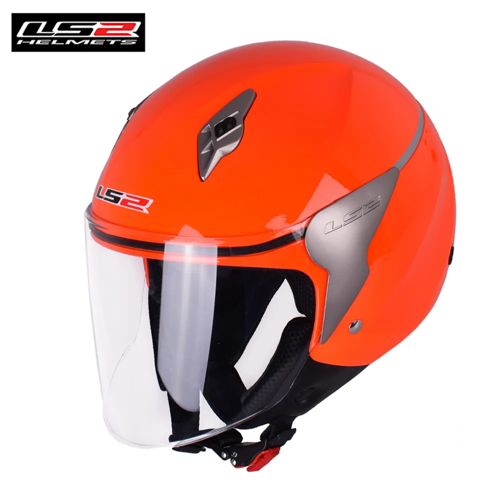 Solid Orange LS2 мотоциклетный шлем 3/4 с открытым лицом Casco Moto Capacetes de Motociclista скутер реактивный шлем мотоциклетный шлем каск - Цвет: Solid Orange