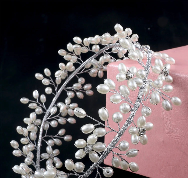 Ручная изготовка жемчужной кристальной цветочной короны для волос на свадьбу и вечеринку. Аксессуары для невесты, вечеринок, выпускного и дамы.
