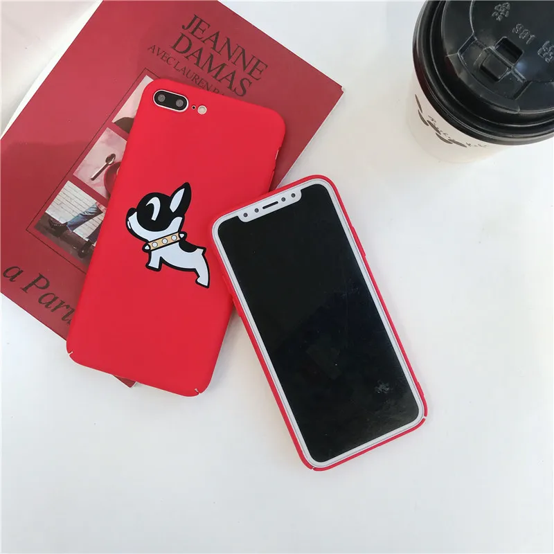 Милые красные чехлы для iPhone 7 XS MAX XR 8 6 6s Plus с французским бульдогом матовая задняя