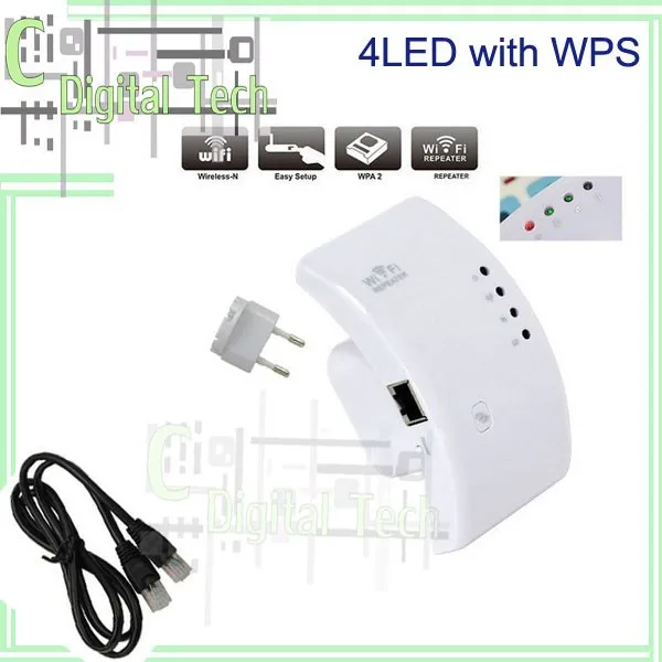 wifi repeater 4LED+EU/US/UK Plug 2pcs / lot +retailer packing wireless extender&amp router AP bridge | Мобильные телефоны и
