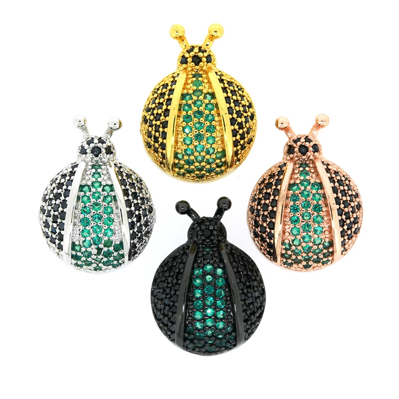 

10pcs Necklace Bracelet Micro Pave CZ Crystal Beetle Connectors Gold Color Sliver Color Metal onnectors For Jewelry Making