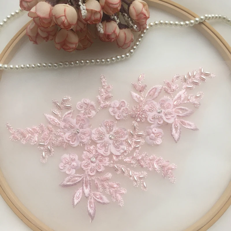 2 пары/4 шт. многоцветный DIY Аппликация из бисера ручной работы цветок патч свадебное платье аксессуары кружево вышивка, ремонт одежды RS1311