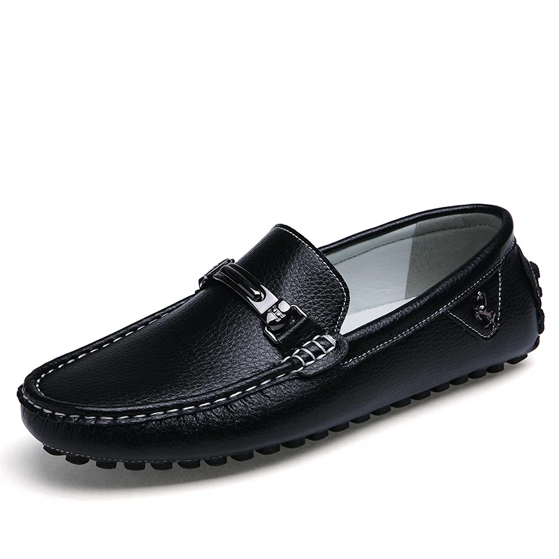 Мокасины мужские кожаные дышащие без застежки лоферы повседневная обувь с