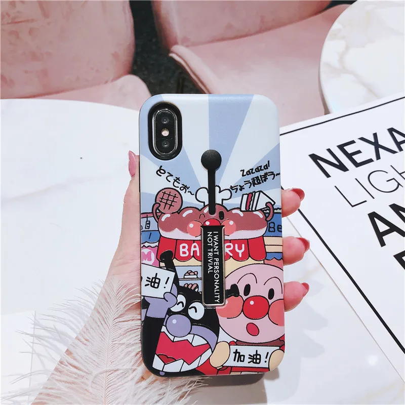 3D Relief Cartoon Bear&amp Bread Superman Phone case For iPhone X 6 6S Puls 7 8 Case Stretch Ring Stand PC Hard Plastic Capa |