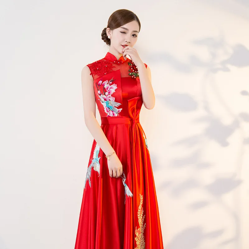 2018 современные Cheongsam Сексуальные Qipao женские длинные традиционные китайские