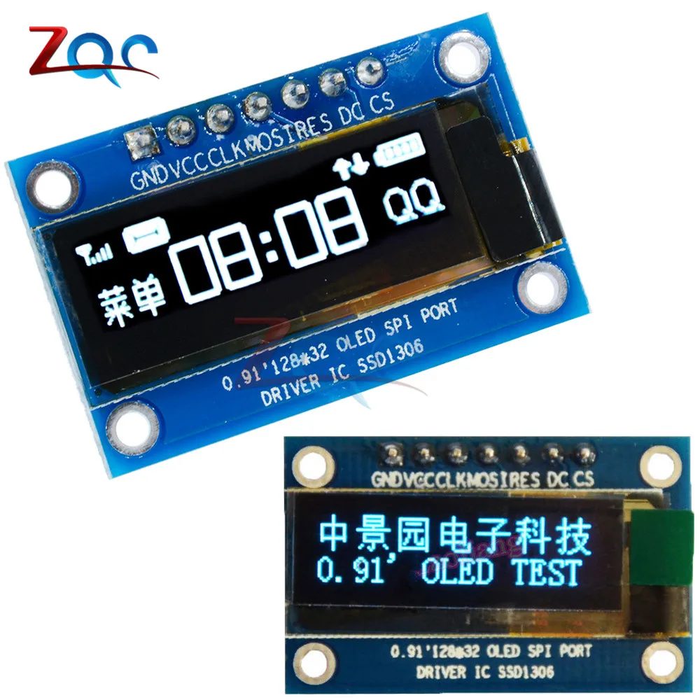 0 91 дюймовый SPI 128x32 белый/синий OLED ЖК дисплей DIY модуль SSD1306 Драйвер IC DC 3 5 в для Arduino