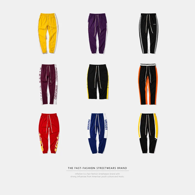 Инфляция Мужская спортивная брюки для девочек боковой полосой Jogger эластичный