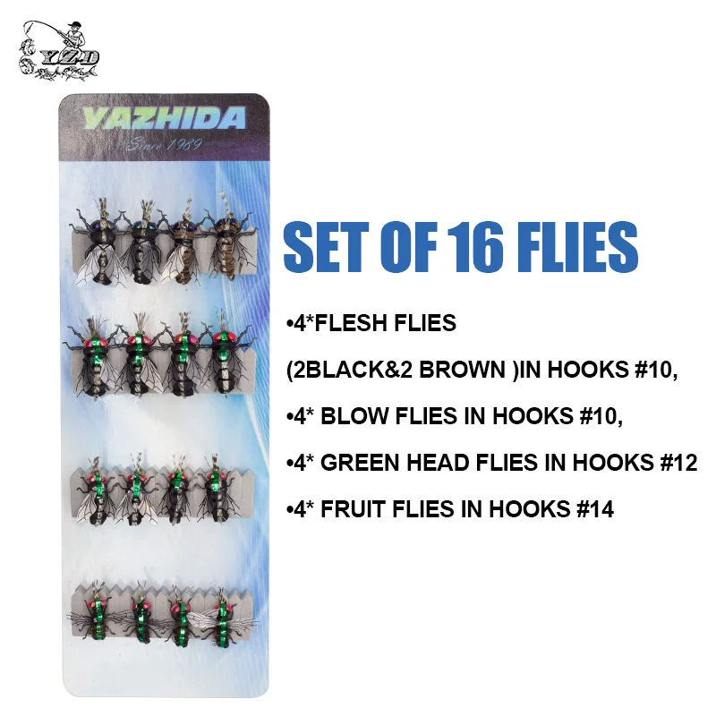 Fly Fishing Flies set 12pcs Mosquito Housefly Realistic Insect Lure for Trout Lure kit flyfishing