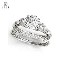 lesf 1 carat d color moissanite diamond rings for women fashion 925 silver shining rings set birthday gift for girls