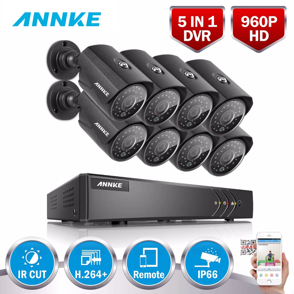 ANNKE 4CH 720P AHD DVR видео 4 PCS 1200TVL CCTV дом камеры безопасности HD на открытом воздухе ИК