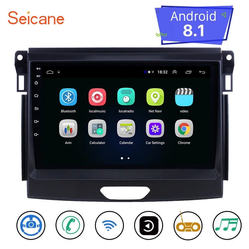 Seicane Android 9. 0 9 дюймов Автомобильный плеер GPS-навигация Радио для Ford Ranger 2015