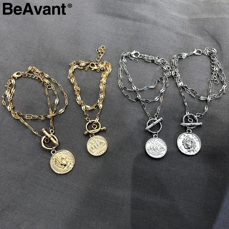 BeAvant золотая цепочка звеньевой браслет с брелоком браслеты массивные круглые