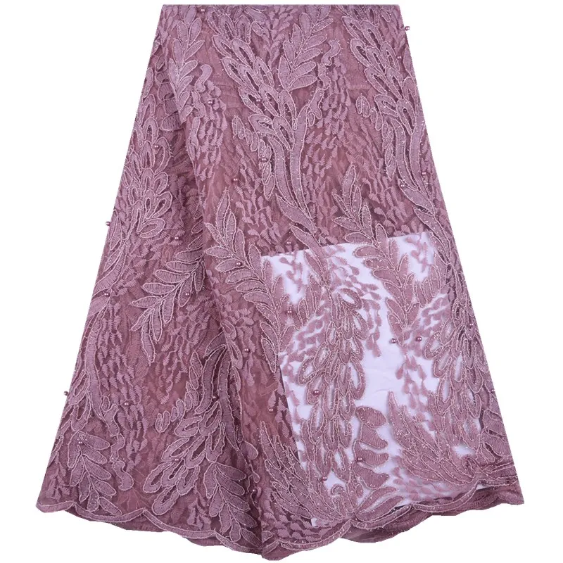 

Latest Pink African Laces Fabrics Embroidered Nigerian French Lace Fabric High Quality 2019 African French Mesh Lace Fabric 1576