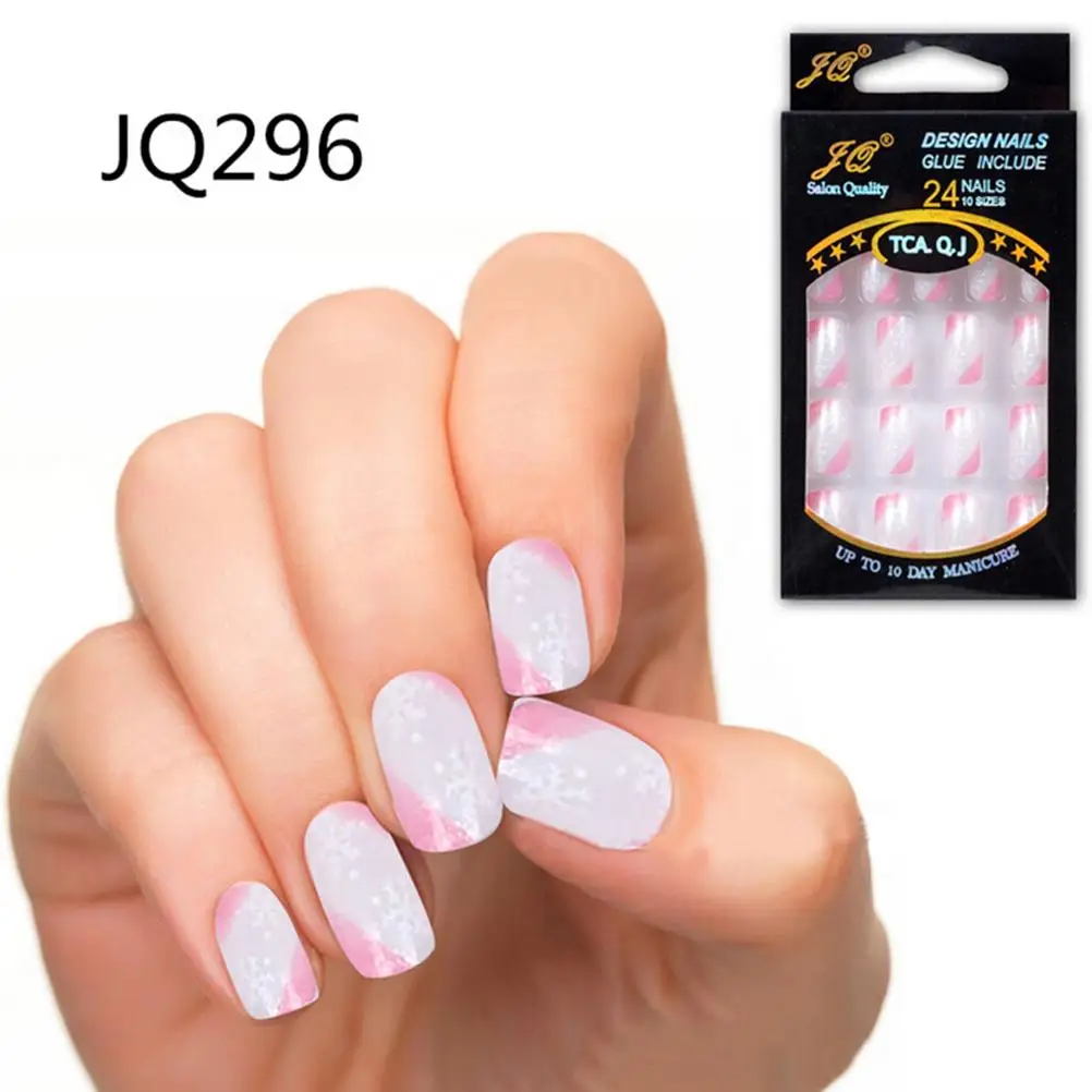 24Pcs/1Set Healthy-looking Fake False Nails Natural French Acrylic Nail Art Design Tips | Красота и здоровье