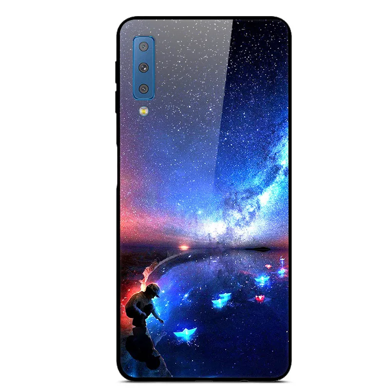 Чехол из закаленного стекла для samsung A7 чехол модная задняя крышка для samsung Galaxy A7 чехол для телефона s A 7 A750F роскошный чехол - Цвет: 39