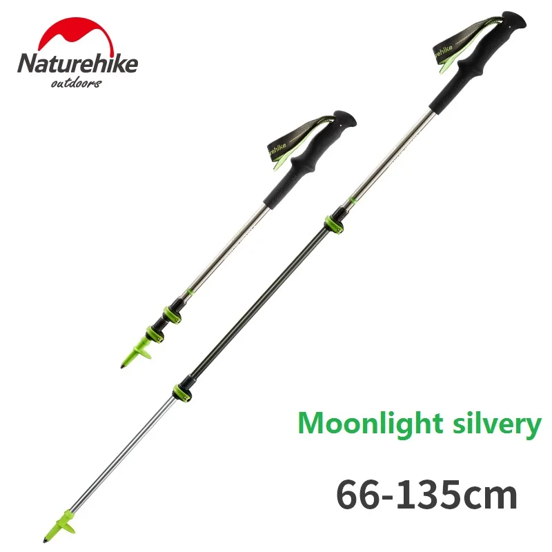 Naturehike на открытом воздухе Superlight палочки 3-секционный Регулируемый трости палки для ходьбы, трекинга альпеншток - Цвет: Silvery