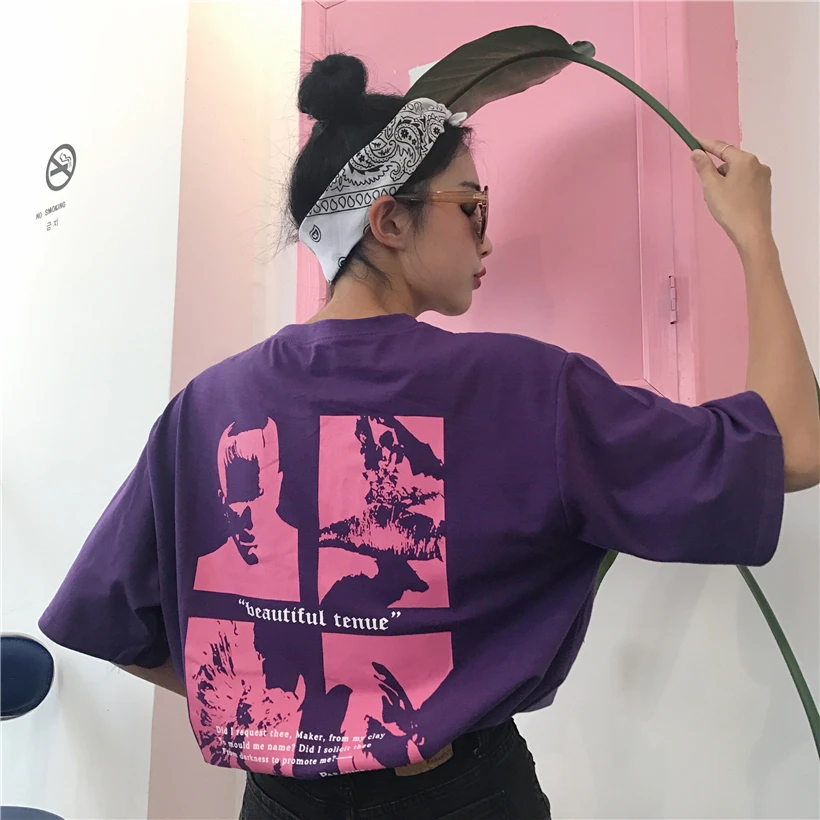 Женская футболка с надписью Harajuku Kawaii Patcwork топы мода Ulzzang летняя в консервативном