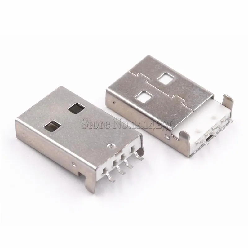 

50 шт., Разъемы USB 2,0 типа А для печатной платы, 180 градусов