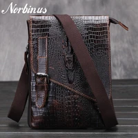 norbinus genuine leather men shoulder bag crocodile pattern handbag for man mini wallet purse bag male crossbody messenger bags