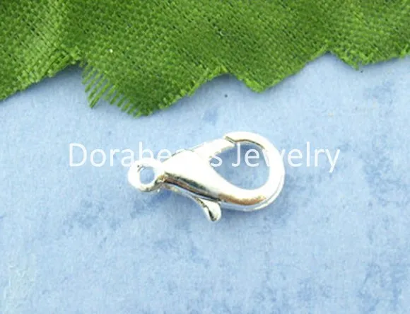 DoreenBeads 100 шт серебряный цвет крючок для украшений Лобстер попугай застежки 12*6 мм