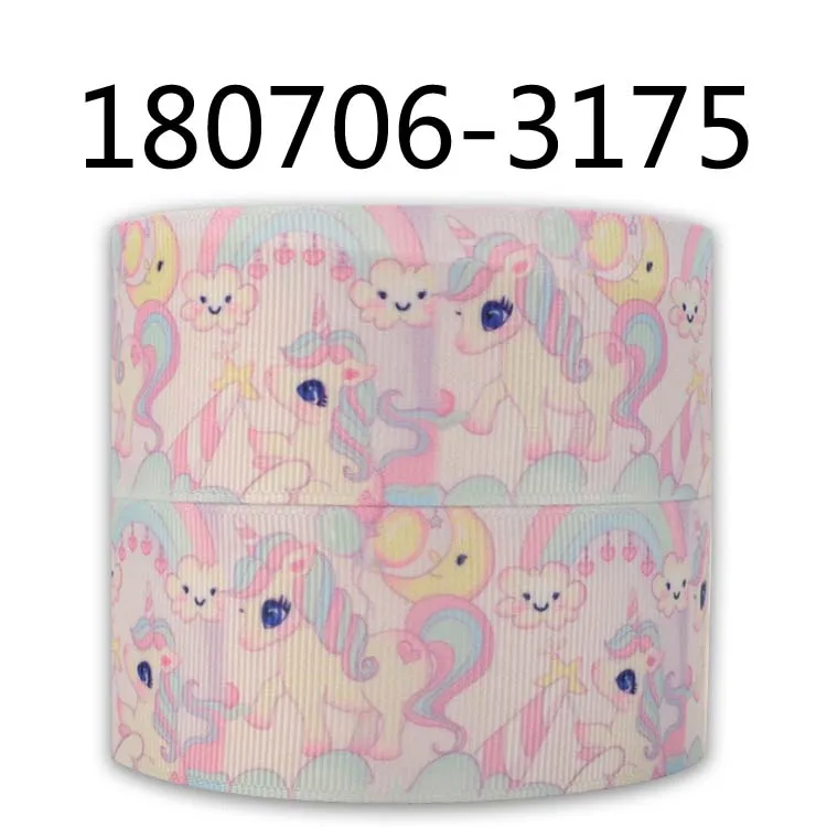 10 ярдов разные размеры лента с единорогом Розовый Единорог галстук/печатная