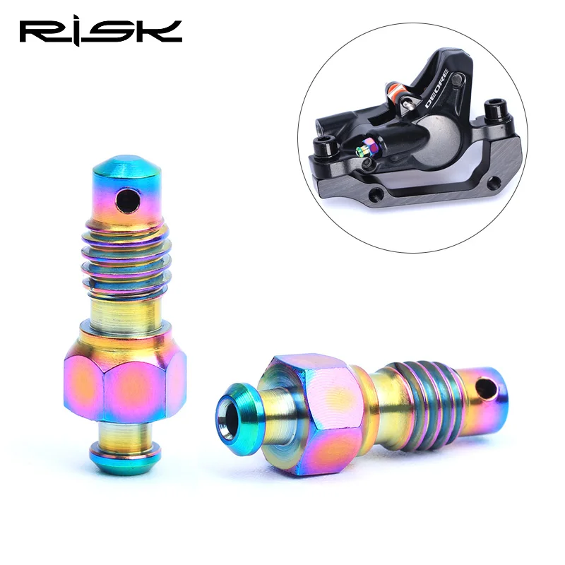 

2pcs RISK Titanium Hydraulic Disc Exhaust Bolt For Mountain Bike 2 Colors Bicycle Brake Clip Filling Oil Screws 1.74g