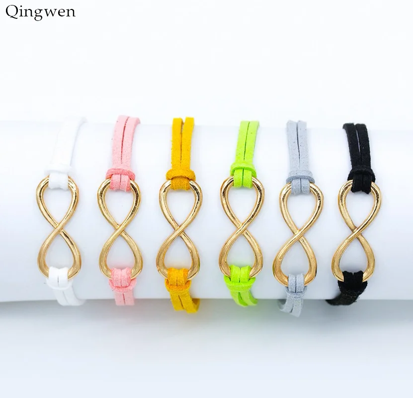 Браслеты Qingwen CE0843/w в европейском стиле Модные Винтажные кожаные браслеты Infinity 8