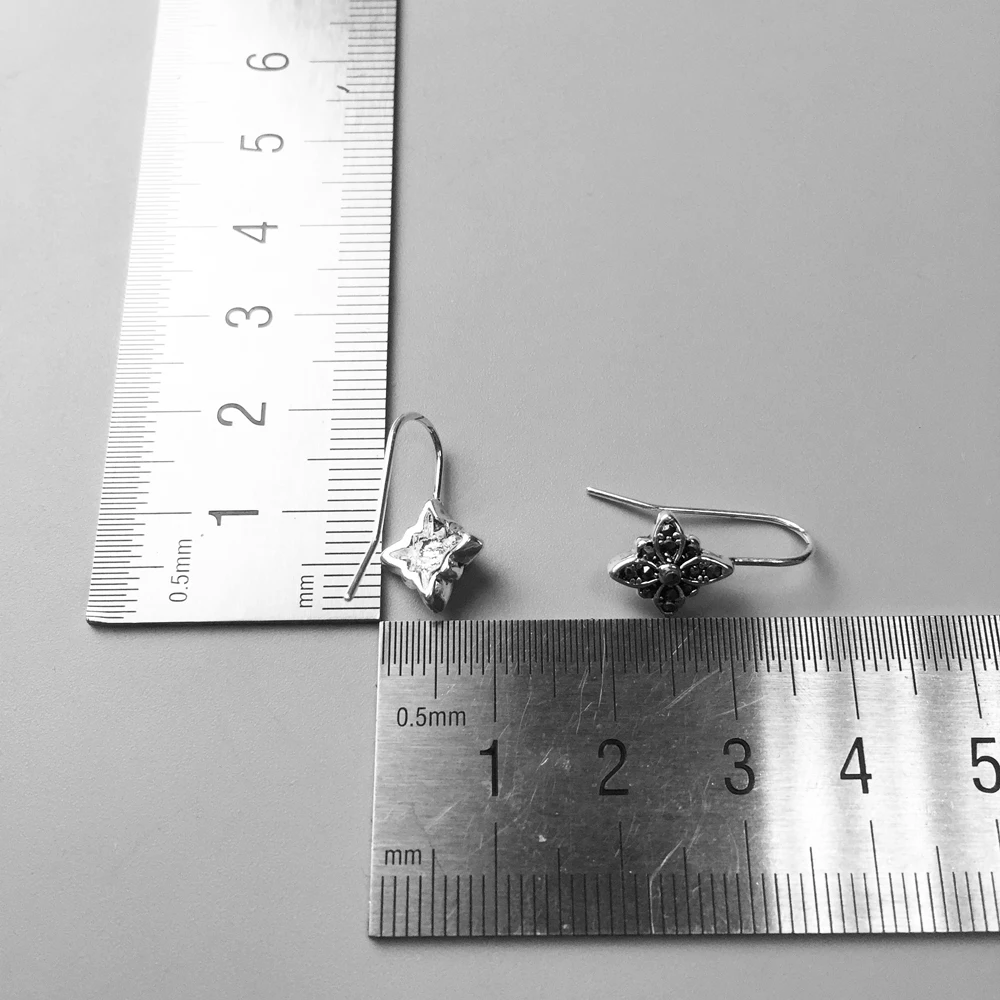 Серьги гвоздики Marcasite с цветком новинка весны 2019 Стерлинговое Серебро 925 пробы
