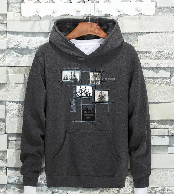 

Rlyaeiz Autumn Winter Brand New Hoodie Tops Warm Velvet Print Sweatshirt Men Tracksuit Hooded Plus Size Men Hoodies Sweatshirts