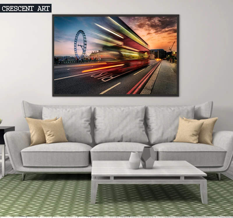 Современный город Великобритания Англия Лондонский глаз Автобус HD фото плакат