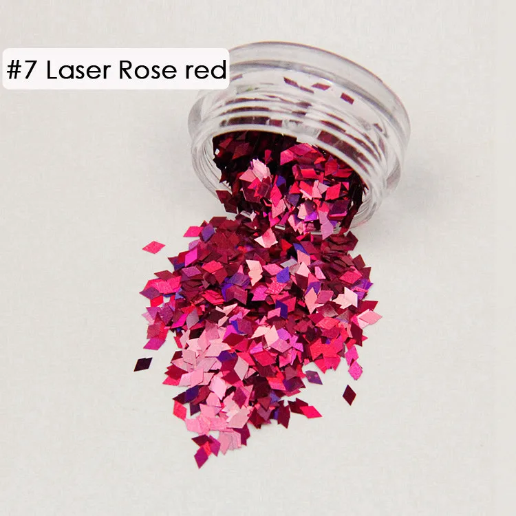 7 Laser Rose Red 1 коробка голографическая хлопья для ногтей Ромб Diamond голографические блёстки для ногтей Sparkly Мини ломтик блестки, Стразы для ногтей - Цвет: 7 Laser Rose Red