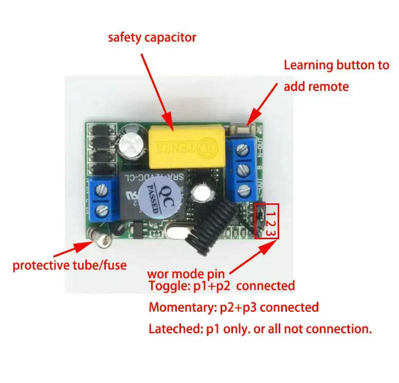 AC 220V 1CH Relay 315MHz/433mhz Wireless RF Remote Switch 1~2Transmitter+ Receiver | Электроника