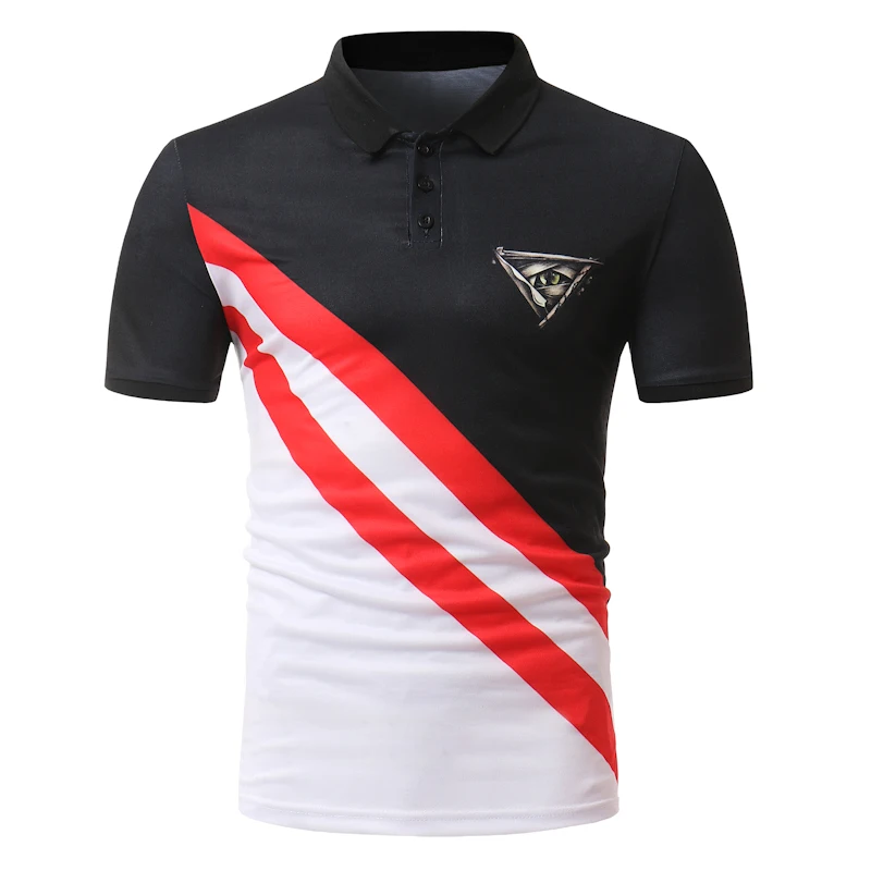 Футболка-поло Для мужчин 2018 брендовая одежда лоскутное рубашки поло хлопок